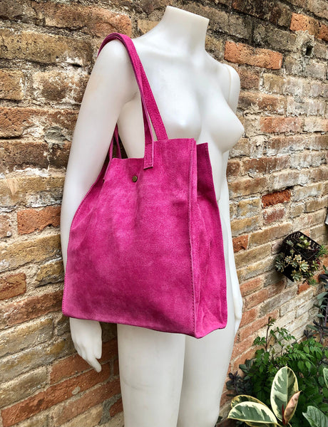 Lodi Deep Pink Suede Box Clutch Bag